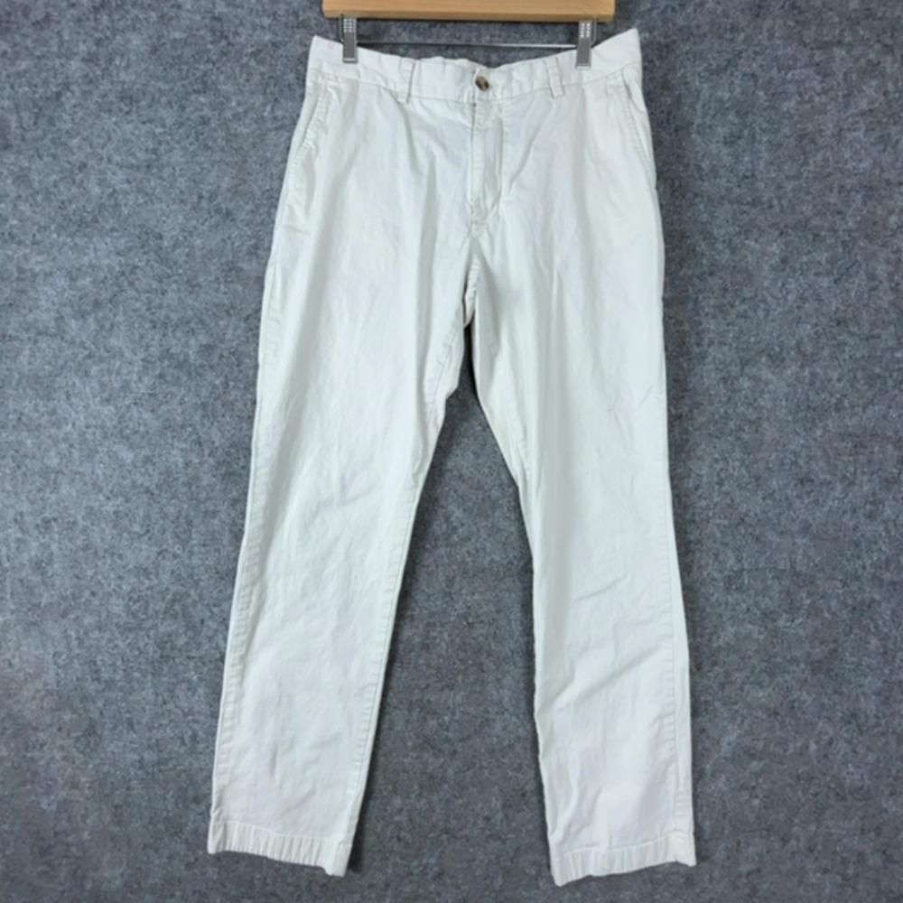 Vineyard Vines Breaker Pants Mens 32x30 Cream Chino Flat Front Preppy Stretch
